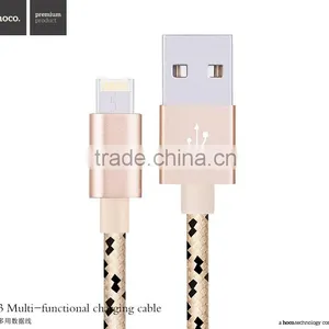 HOCO X3 Multifunctional Charging Cable For Iphone 5s/6/6s/6s Plus and Android Mobile Phone 2in1metal Nylon Weave Cable thumbnail-2