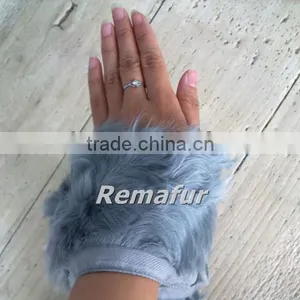 CURLY LAMB FUR STRIPS CUFF HOODS thumbnail-1