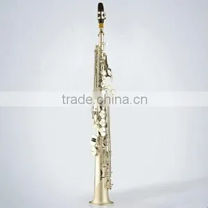 High Grade Straight Soprano Saxophone, With Neck, Nickel Silver Plated thumbnail-1