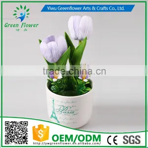 2016 Wholesale Multicolor Latex Artificial PU Flowers Tulip Bonsai Real Touch Bouquet Wedding Bridal Decor Display Flower thumbnail-1