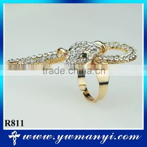 Alloy Snake Ring Rhinestone Plated Gold Ring R811 thumbnail-1