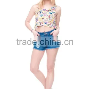2016 New Women 3D Print Emoji Crop Tops For Women Blusas thumbnail-1