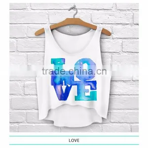 Factory Direct Ready Stock Wholesale Fashion Plus Size Blue LOVE Cotton Tank Top for Fashion Girls Wear thumbnail-1