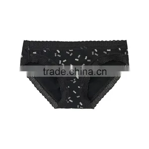 Women Comfortable Cotton Elastane Lace Brief Sexy Ladies Underwear thumbnail-1