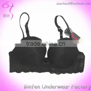Female Push Up Transparent Black Lace Bra thumbnail-1
