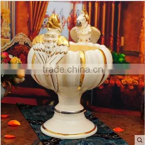 H50cm European Porcelain Islamic Ceramic Vase With Parrot thumbnail-2