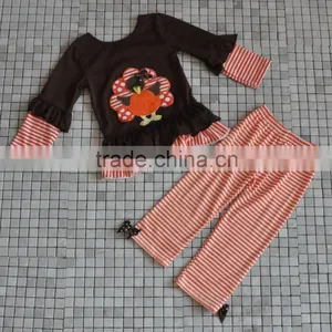 CHEVRON RUFFLED WESTERN KIDS TURKEY THANKSGIVING OUTFITS thumbnail-3