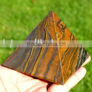 Natural Rock Tiger Eye Quartz Pyramid thumbnail-1