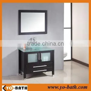 2015 New Style Rustic Bath Furniture With Glass Countertop and Basin thumbnail-1