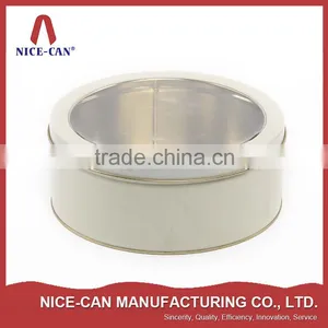 China Wholesale Customized Round Cookie Candy Tin Cans With Clear Window thumbnail-1