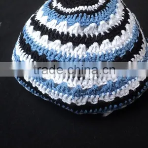 Jewish Mens Hats Knit Kippah / Kippah, Skull Cap, Kipot, Kippot, / Cotton Handmade Embroidery Hat Kippah thumbnail-4