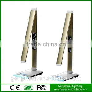 Sliver or Golden Ultra-thin Base All Metal Struchure LED Table Lamp With VA LCD Calendar Display thumbnail-6