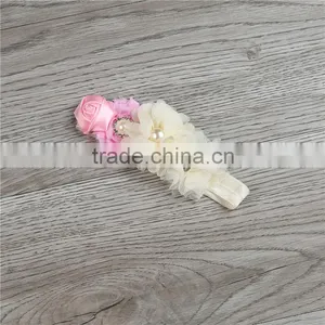 Yellow and Pink Hair Accessories for Girls Headband Baby Artificial Flowers Hairbands thumbnail-1