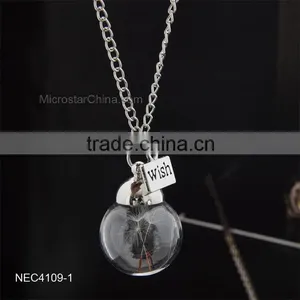 Wish Hot Sale Glass Ball Pendant Necklace Dandelion Necklace thumbnail-2