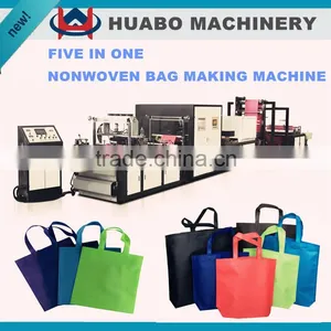 Huabo Machinery Five in One Computerized Non Woven Fabric Box Bag Making Machine thumbnail-1