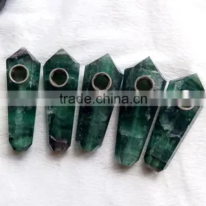 Natural Green Fluorite Crystal Quartz Smoking Pipes thumbnail-1