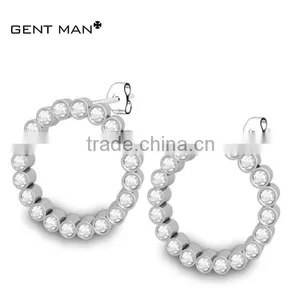 Surgical Stainless Steel Ear Stud Earrings Manufacturer Wholesale From China Market for Jewelry , Big Circle CZ Stone Earring thumbnail-1