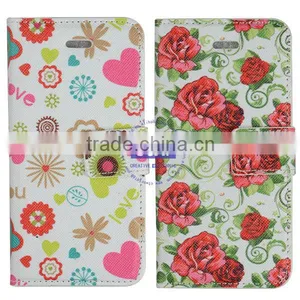 C&T Flower Flip Folio Wallet Magnetic Closure PU Leather Cover for Iphone SE thumbnail-3