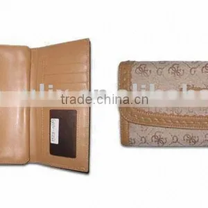 Women's Wallet With Button, One Flap and Two Clear ID Card Windows, Measures 7-1/2 x 4-inch thumbnail-1