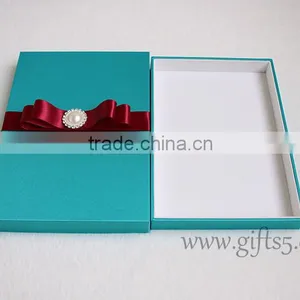 Decorative Blue Wedding Invitation Card Box thumbnail-3