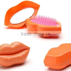 New Style Professional Lip Shape Customized Head Massage Styling Care Easy Carry Hair Comb With Mirrow thumbnail-5