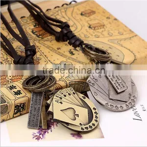 High Quality Custom Wholesale New Trendy Implicit Sterling Silver Leather Necklace thumbnail-2