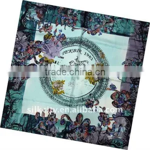 Laday's Lastest Winter Print Square Silk Scarf thumbnail-1