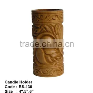 Wooden Handmade Carved Candle Holder thumbnail-1