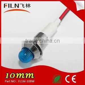Filn 10mm Panel Mount Metal Chrome Plated Brass Bezel Pre Wired Super Bright Red Lens Bidirectional Led Indicator Panel Light thumbnail-3