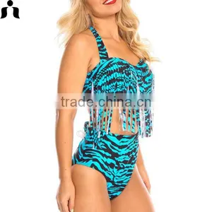 2017 Summer Xxx Sexy Sweet Girl Tassels High Waist Swim Wear thumbnail-1