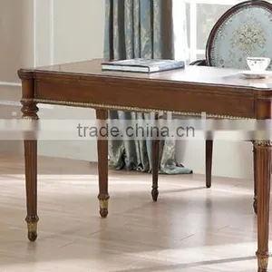 Replicated Office Table With Retro Painting, Noble Classic Wood Carving Reading Table With Chair, Graceful Home Office Furniture thumbnail-5