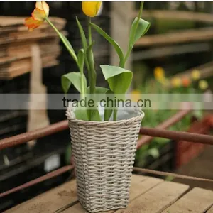 100%Handmade Wicker Plastic Lined Plant Basket Wicker Plant Pot Flower Plant Basket thumbnail-4