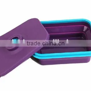 Food Grade Portable Convenient Collapsible Houseware Silicone Foldable Lunch Box thumbnail-5