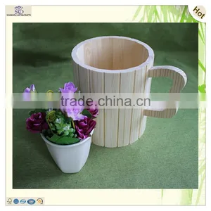 Craft Unfinished Round Handle Pine Wood Beer Cup thumbnail-6