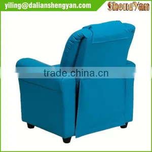 Contemporary Light Blue Kids Recliner With Cup Holder and Headrest thumbnail-3