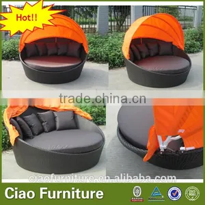 Cheap Rattan Furniture Round Sun Bed Cover thumbnail-1