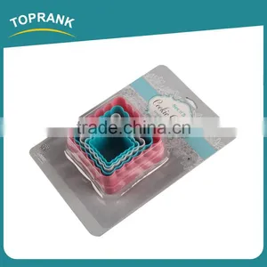 Toprank Colorful 5PCS Plastic Square Cookie Cutter Set,Cake Decorating Tools Fondant Cake Plunger Cutter thumbnail-2