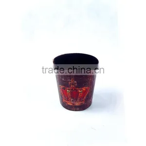 Fashionable Waste Bin Faux Leather Crown Print Trash Can thumbnail-3