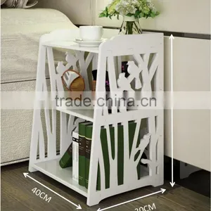 Small Plastic-Wood White Bed End Table Nightstand Bathroom Cabinet Kids Furniture Table Bookcase thumbnail-4