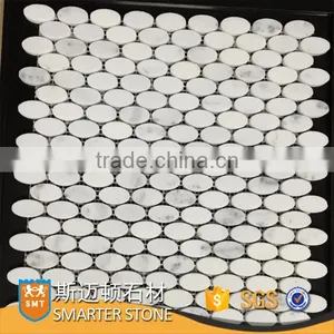 Oscar White Marble Tile Oval Mosaic for Flooring thumbnail-1