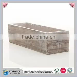 Rustic Whitewash Wood Planter Box Without Lid, 12 x 4 Inch Rectangle thumbnail-1