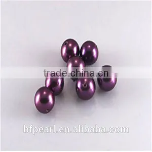 Wholesale Purple Half-drilled 10mm Round Shell Pearl Beads for Earrings or Pendent thumbnail-1