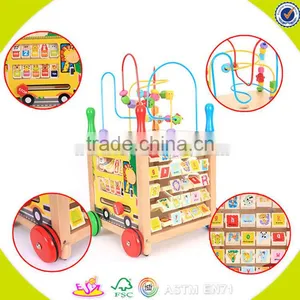 Wholesale Multifunctional Wooden Kids Trailer Best Gift for Kids Wooden Kids Trailer Top Sale Wooden Push Walker W16E041 thumbnail-6