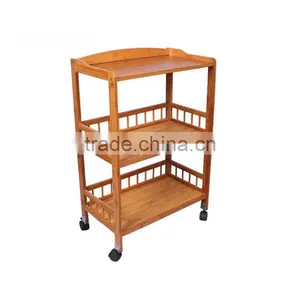 Wholesale Bamboo Kitchen Cart New Mobile Dining Car With Baskets, Shelves and 8-Slot Wine Bottle Holder thumbnail-4