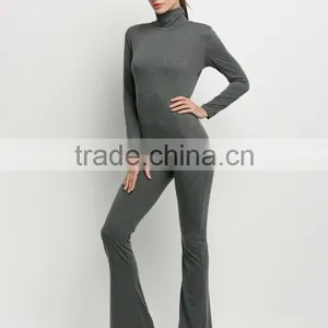 Wholesale Fashion Women Long Sleeve High Neck Bodycon Casual Jumpsuit Romper Cheap Cotton Workwear Adult Customized Overalls thumbnail-6