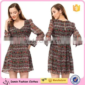 2015 Summer Fashion Long Sleeve Sexy African Printed Dresses thumbnail-1