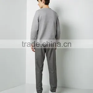 Solid Color Gray 100% Cotton Quilted Sweatshirts thumbnail-3