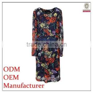 Women Loose Fit Floral Print Lace Designed Plus Size One Piece Dress Latest thumbnail-1