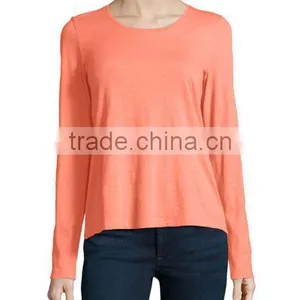 Jersey Fabric Pullover Style t Shirt/long-sleeve Organic Cotton Tee With Straight Hem thumbnail-4