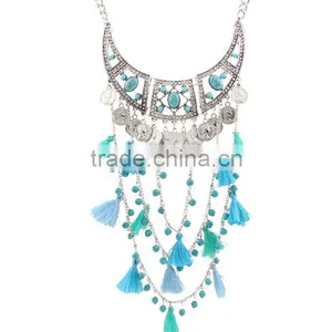 Zm34112a Fashion Women Resin Layered Long Tassel Necklace Jewelry thumbnail-3